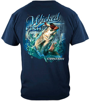 More Picture, Wicked Fish Striped Bass With Popper Air Born Premium T-Shirt