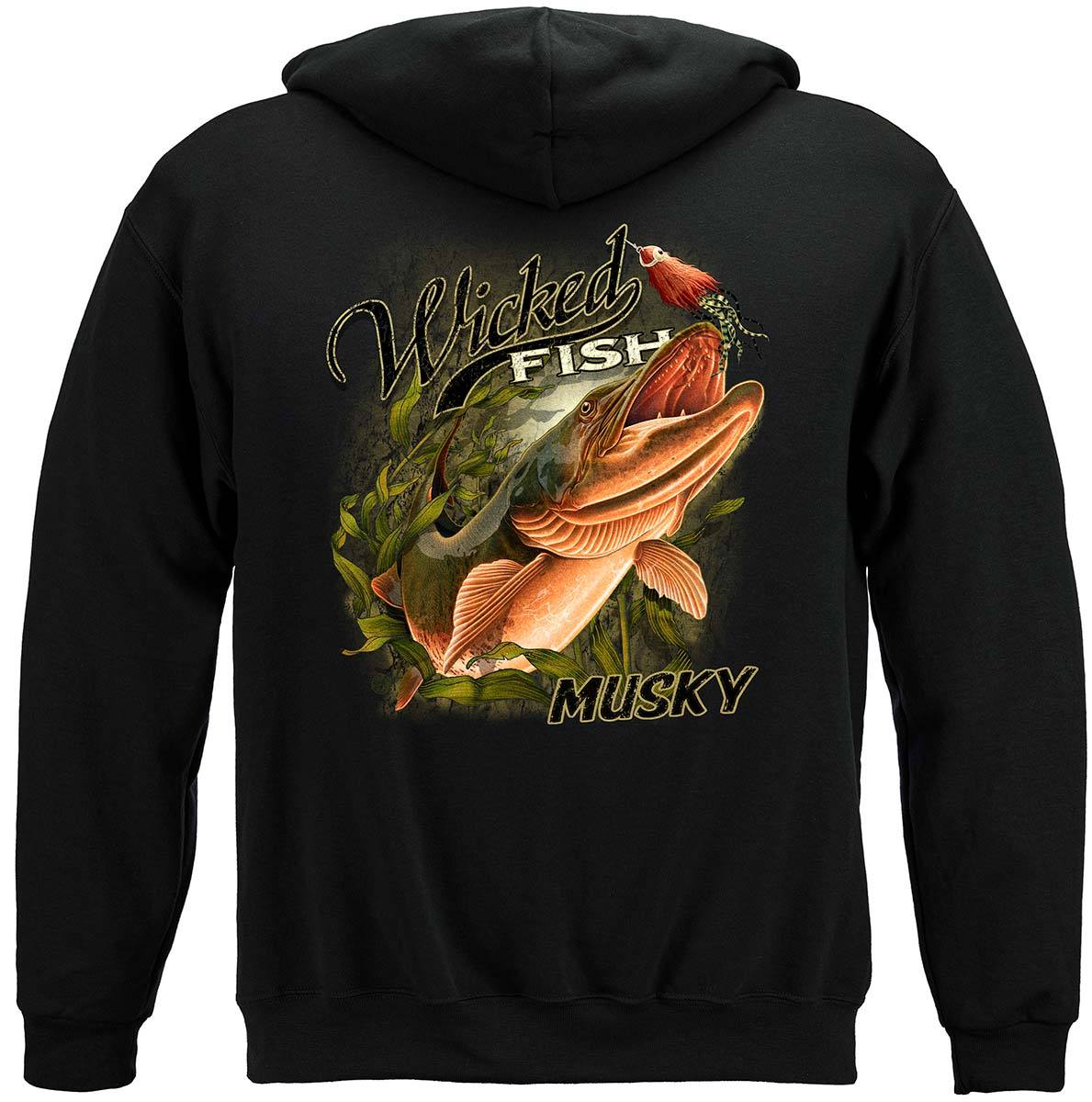 Wicked Fish Muskie Premium Hooded Sweat Shirt