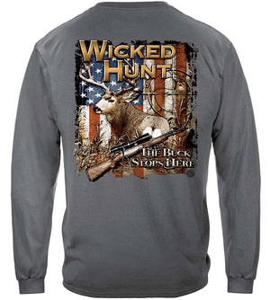 More Picture, Wicked Hunt Deer Buck Stop Here Premium Long Sleeves