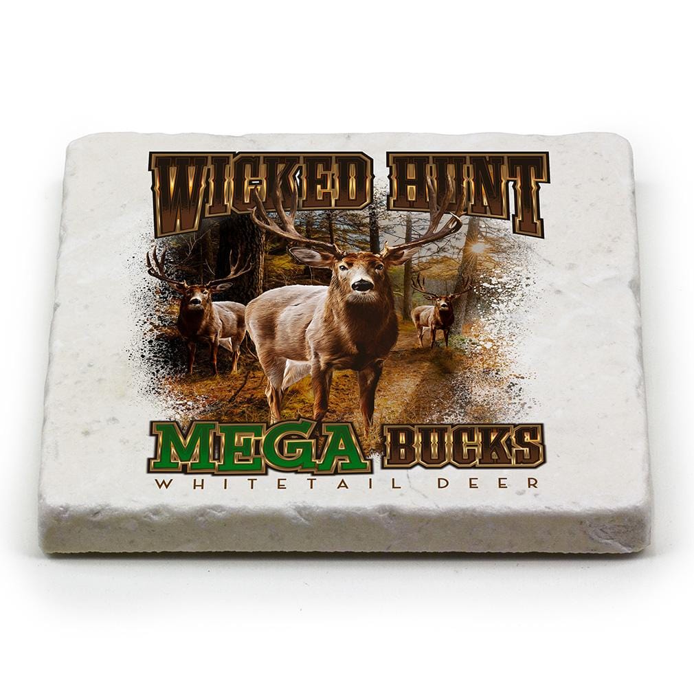 Hunting Ducks in a Foul Mood Ivory Tumbled Marble 4IN x 4IN Coasters Gift Set