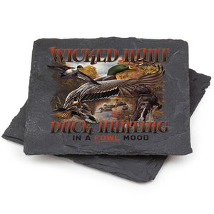 More Picture, Hunting Mega Bucks Black Slate 4IN x 4IN Coasters Gift Set