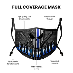 More Picture, Law Enforcement Back the Blue Freedom Skull Premium Face Mask