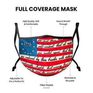 More Picture, Patriotic 1776 Betsy Ross Flag Liberty and Justice For All Face Mask